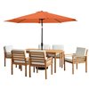 Alaterre Furniture 8 Piece Set, Okemo Table with 6 Chairs, 10-Foot Auto Tilt Umbrella Terre Cotta ANOK01RD10S6